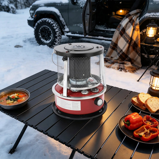 Portable Kerosene Heater for Indoor Outdoor Camping Use non-electric heater? Need concise under 10 and 30-80. "Portable Kerosene Heater For Indoor Outdoor Camping" 49 chars, 7 words. But asks clear and maybe non-electric. Title: Portable Non Electric