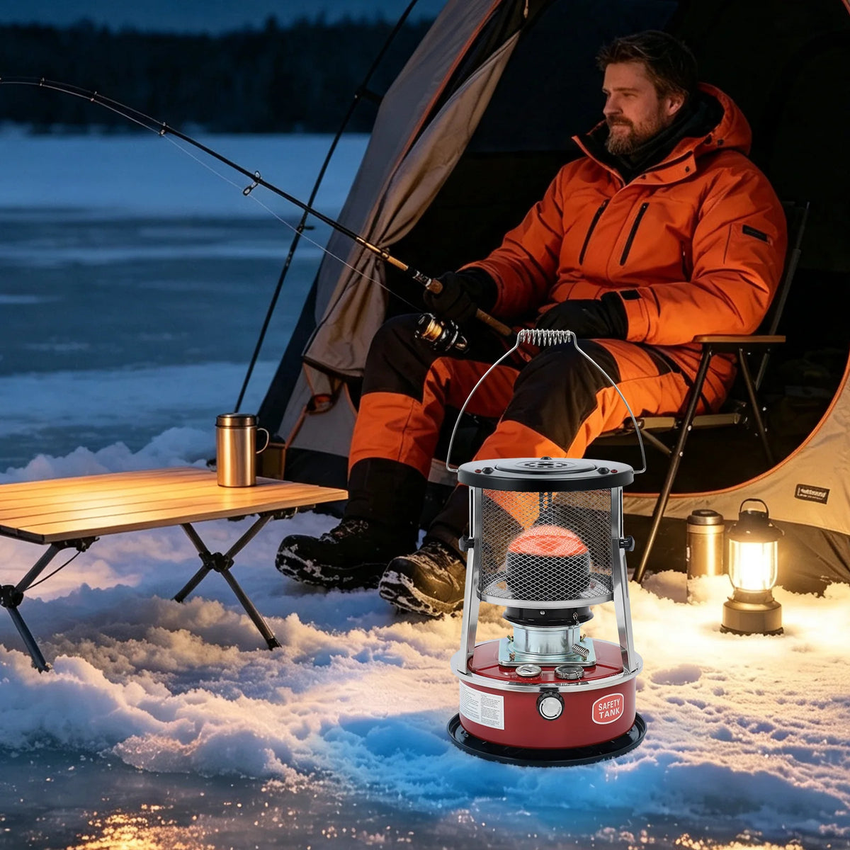 Portable Kerosene Heater for Indoor Outdoor Camping Use non-electric heater? Need concise under 10 and 30-80. "Portable Kerosene Heater For Indoor Outdoor Camping" 49 chars, 7 words. But asks clear and maybe non-electric. Title: Portable Non Electric