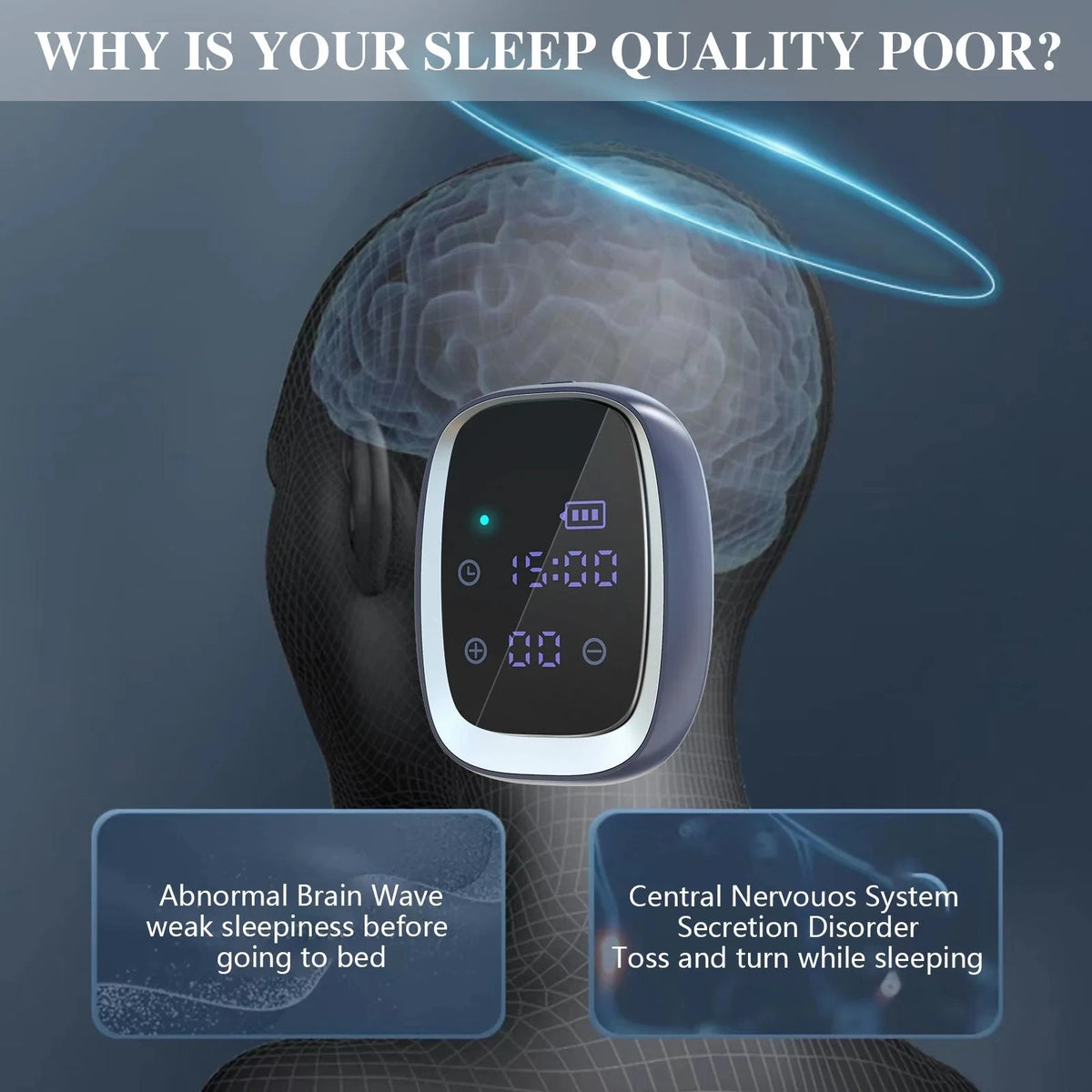 Portable EMS Sleep Aid Device With Microcurrent Pulse Therapy