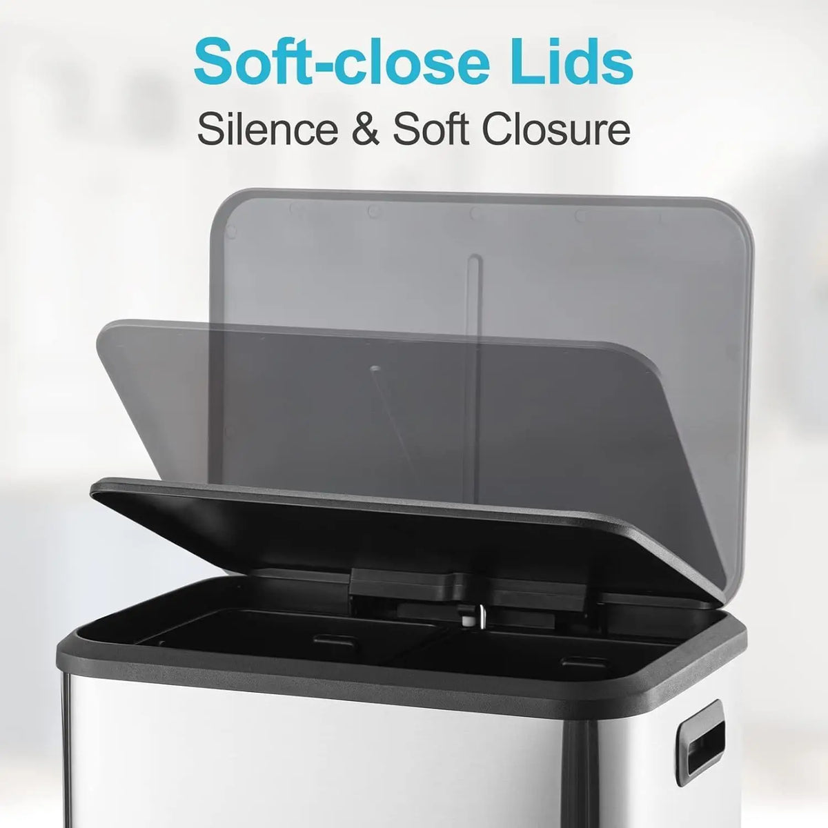 Stainless Steel Double Pedal Trash Can With Removable Bins