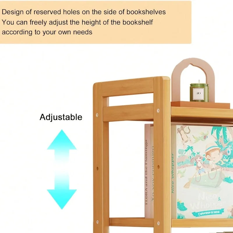 4-Tier 35 Inch Natural Bamboo Flat Organizer Rack) Layered Design, Space-Saving, Anti-Wobble, Kitchen/Bathroom/Living Room (Layered Version