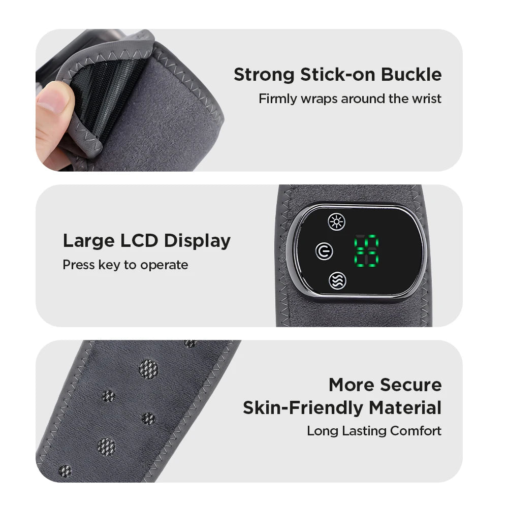 Electric Cordless Heated Ankle Wrist Guard Massager 3 Level Vibration Massage Wristband Hot Compress Ankle Wrist Brace Foot &Hand For Right or Left