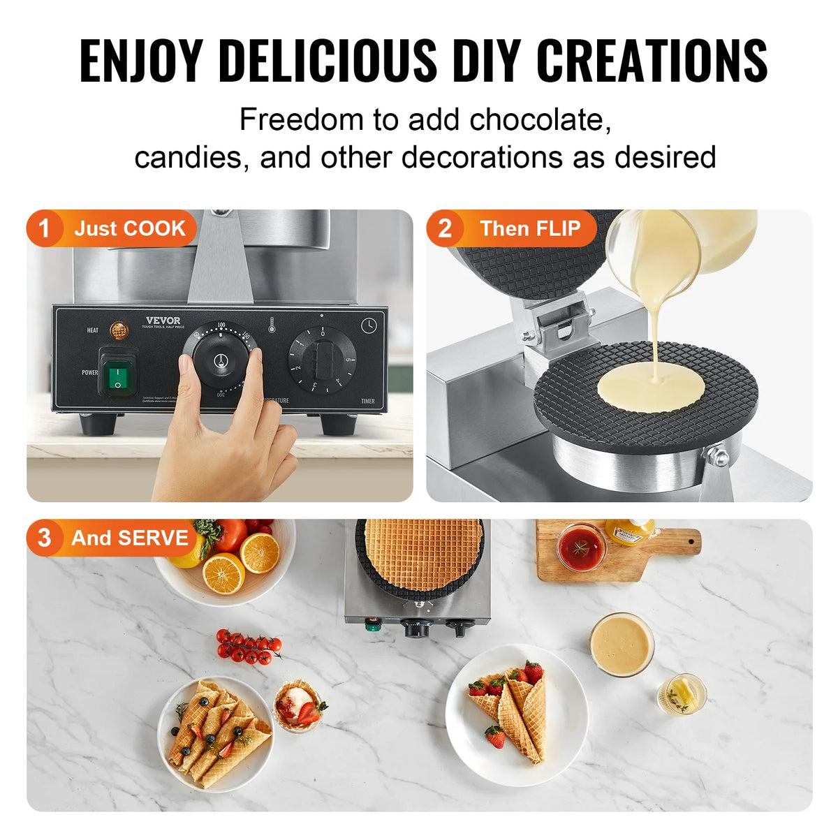 SucceBuy Commercial Electric Ice Cream Cone Maker With Temperature Control