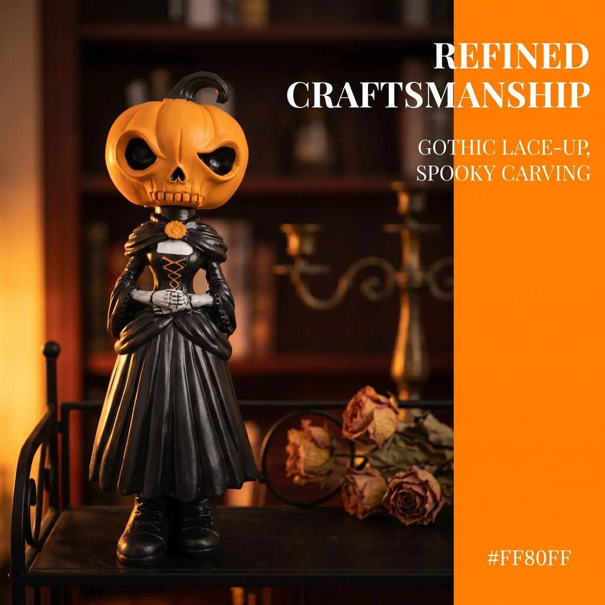 Halloween Pumpkin Man Statue Figurine For Spooky Home Decor