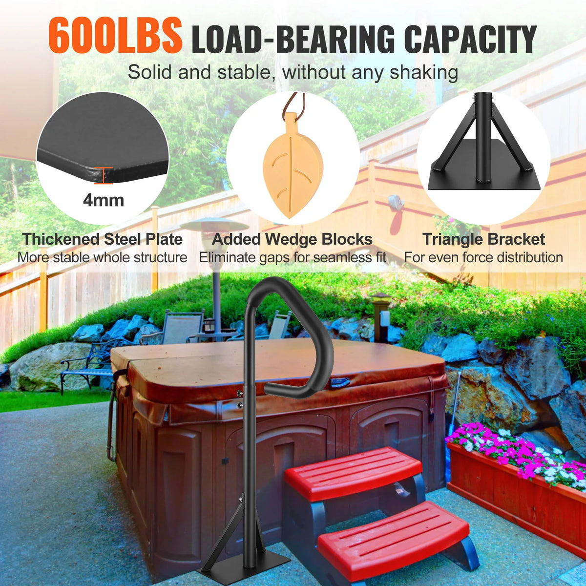 360 Rotatable Adjustable Aluminum Hot Tub Handrail Bathtub