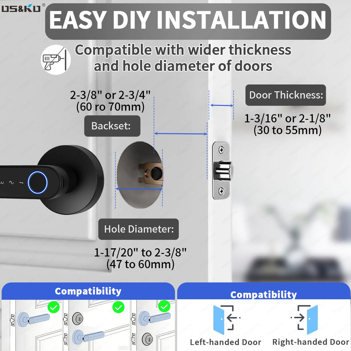 DSKDFTY Smart Fingerprint Door Lock With Keypad