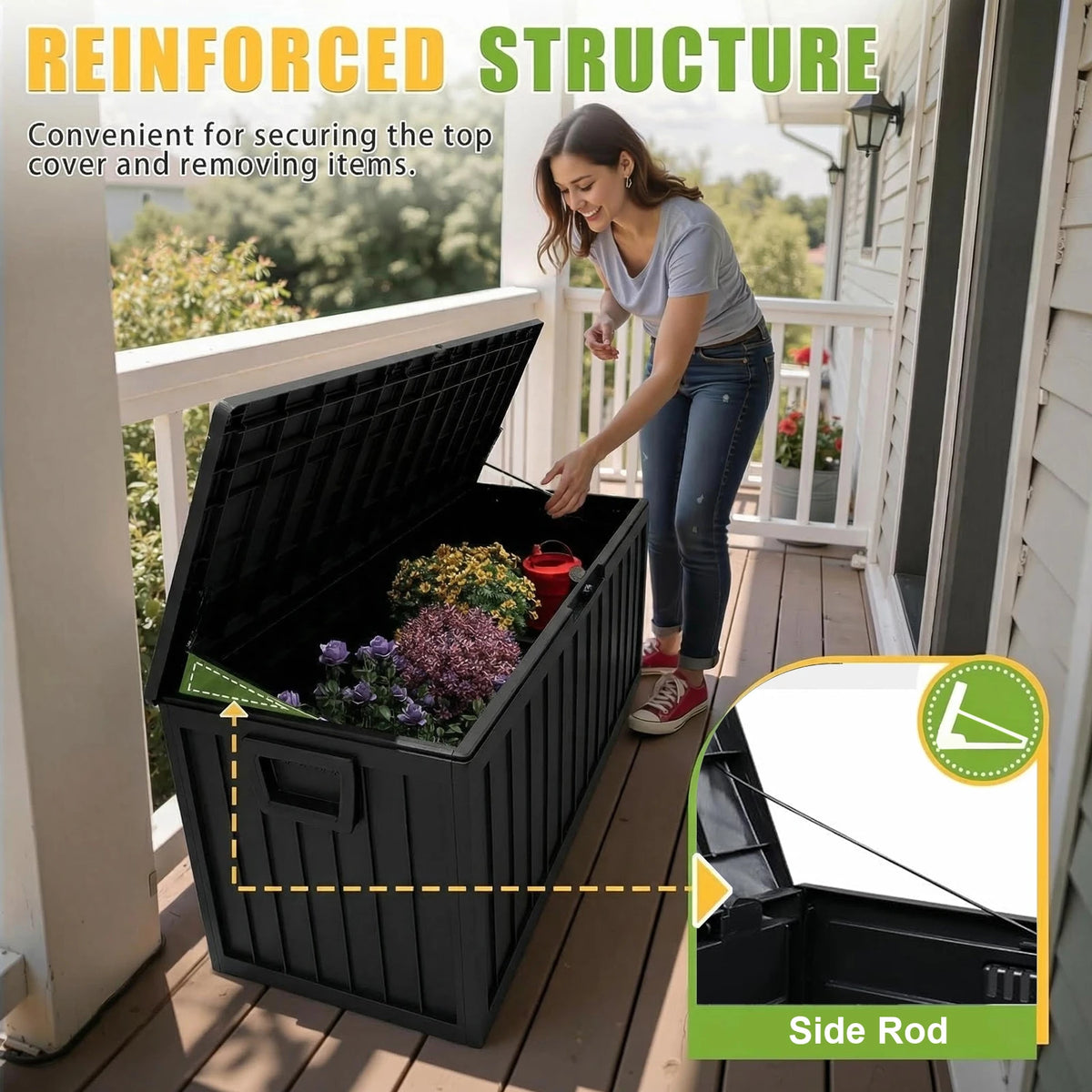 Sarenzon Heavy Duty Outdoor Deck Storage Box With Secure Lock