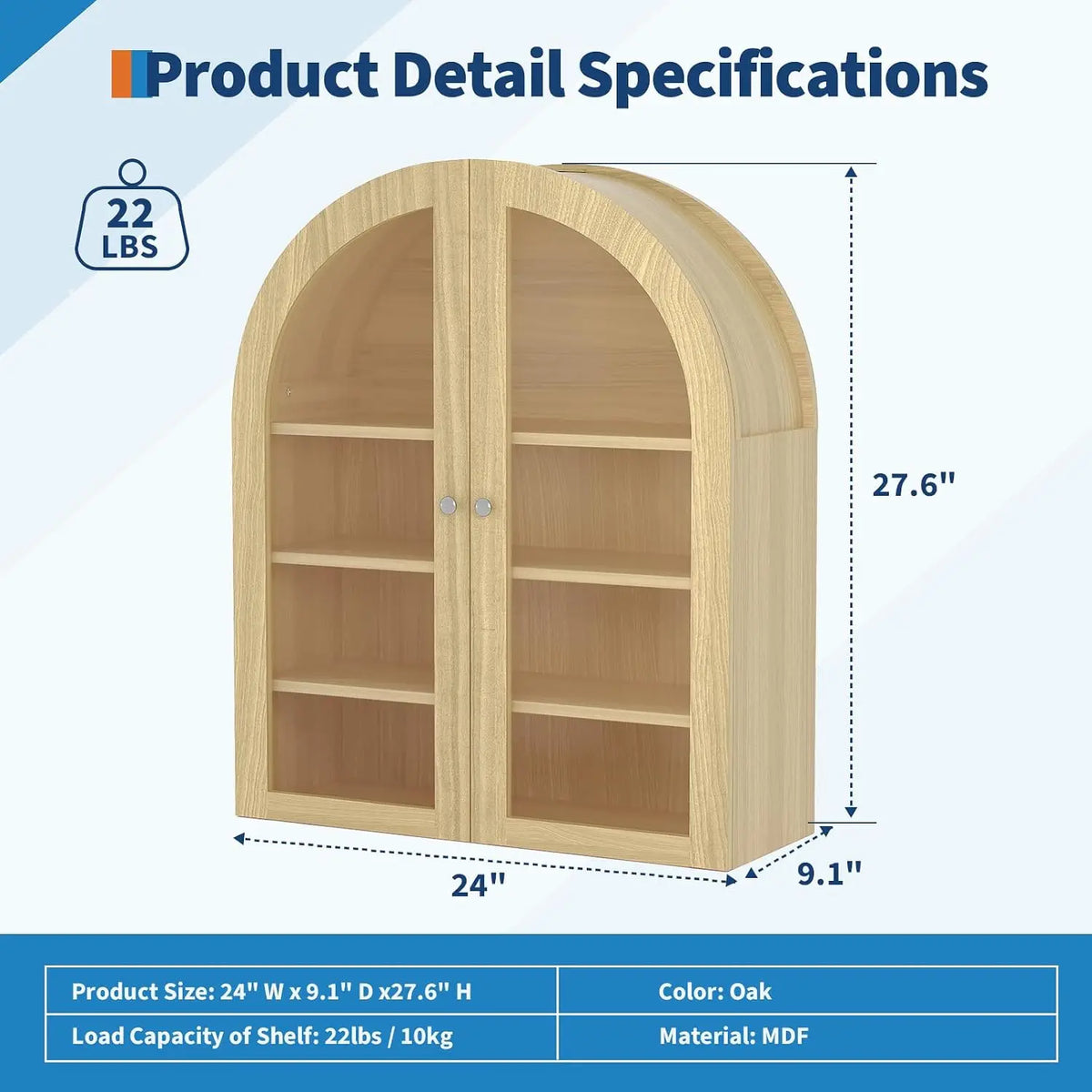 Organized Bathroom Storage Arched Wall Cabinet With Adjustable Shelf