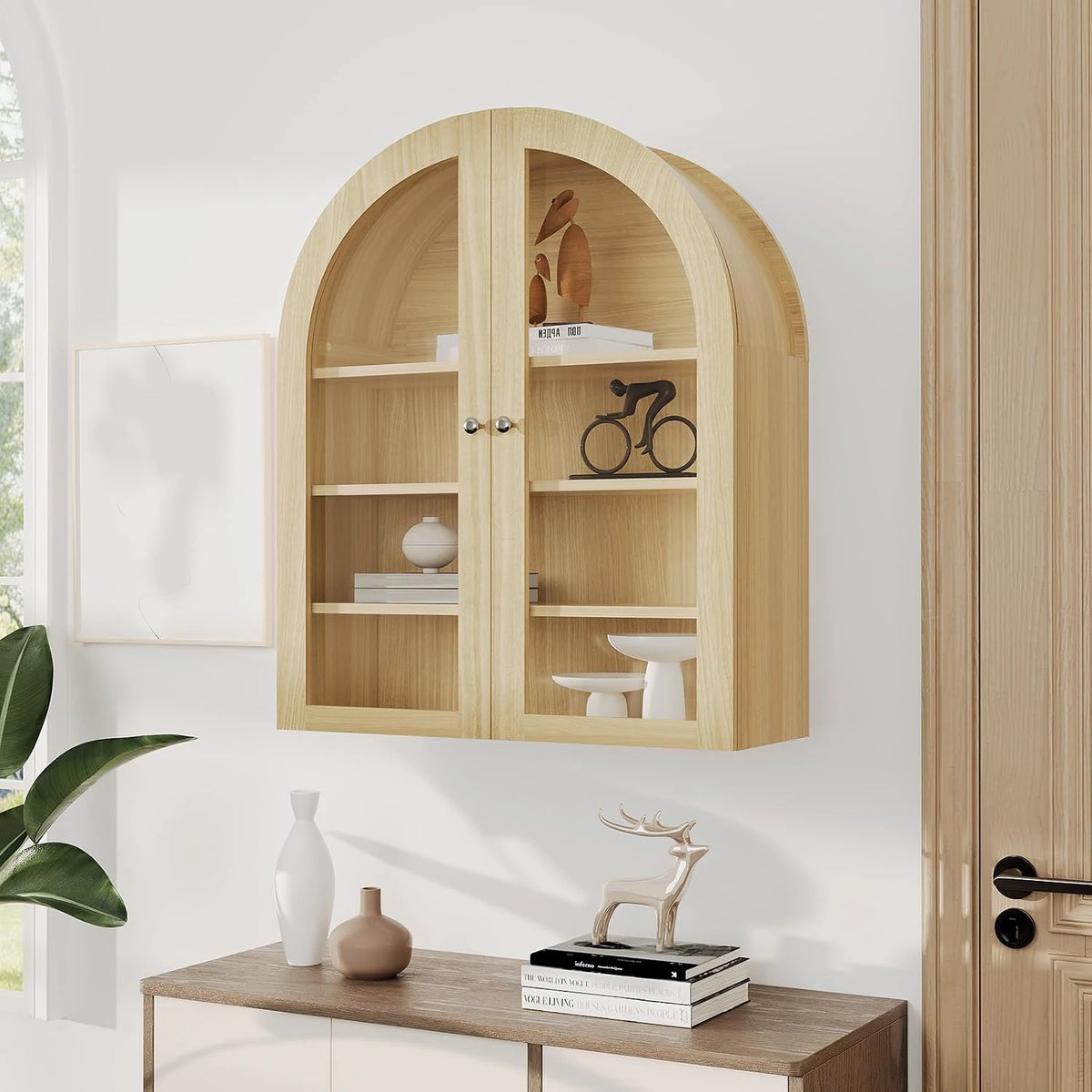 Organized Bathroom Storage Arched Wall Cabinet With Adjustable Shelf