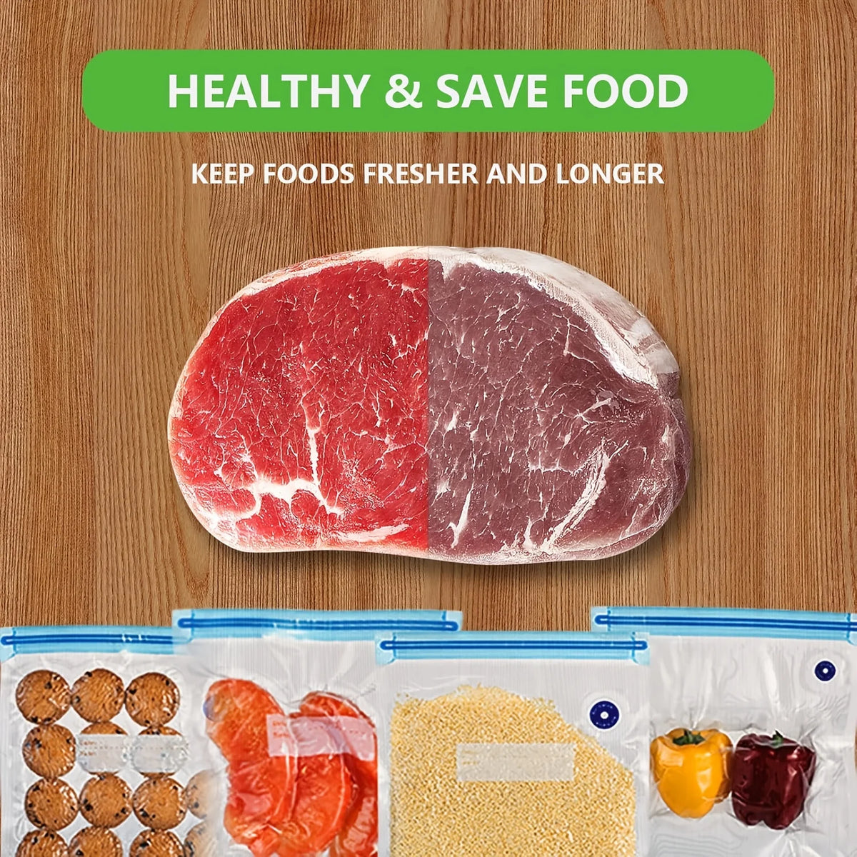 Rechargeable Handheld Vacuum Sealer With 5Pcs Reusable Bags Powerful Portable