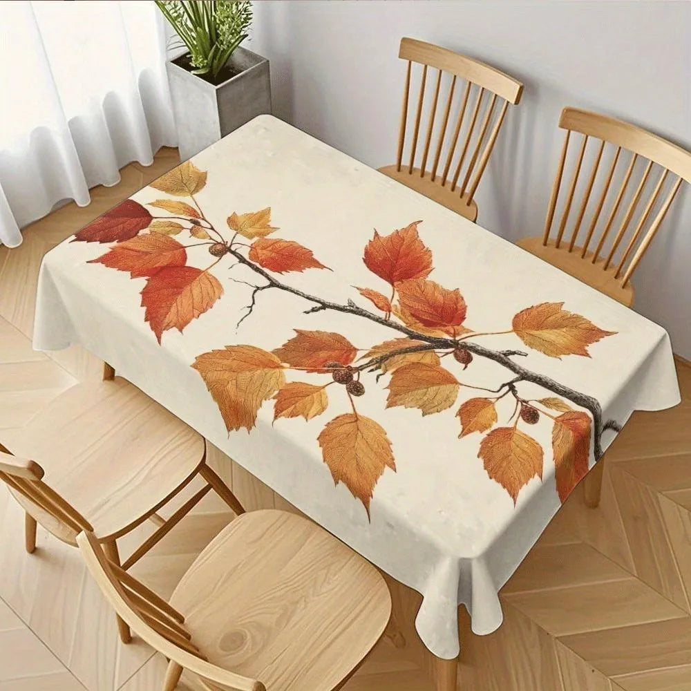 Autumn Leaf Pattern Machine Washable Tablecloth for Indoor or Outdoor Use