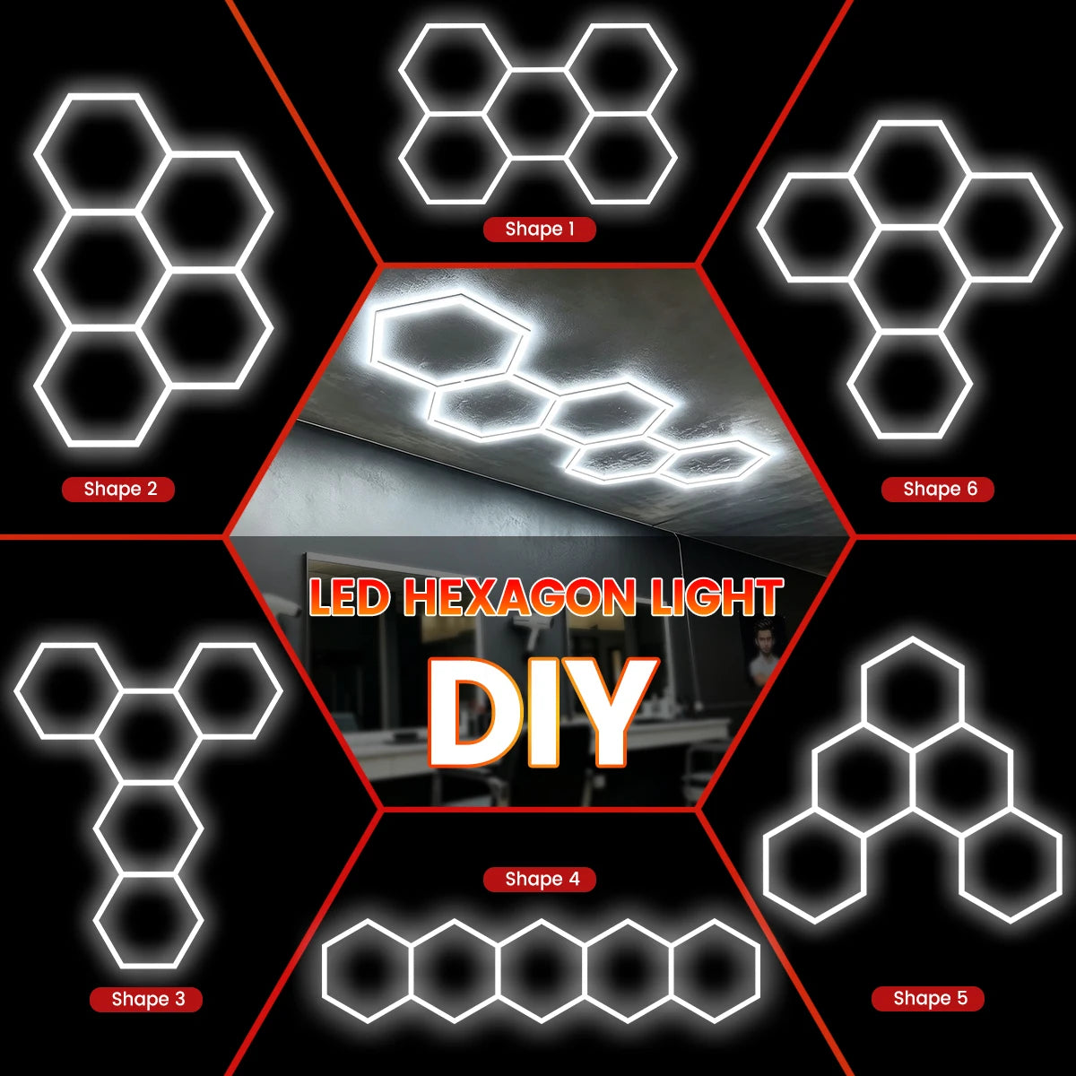VASTFIRE Honeycomb LED Ceiling Lighting for Garages and Workshops
