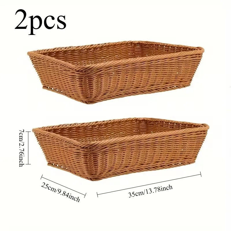 2Pcs  Set / Pure Handmade Woven Storage Baskets. Suitable for Home, Kitchen, Courtyard, and Hotel Applications