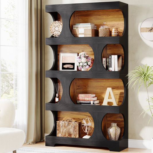 Tribesigns S Shaped Four Tier Wooden Bookcase With Display Shelves