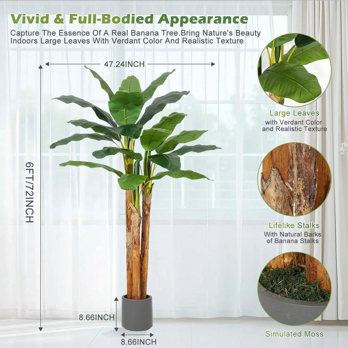 HiMISS Artificial Banana Tree Faux Tropical Home Decor