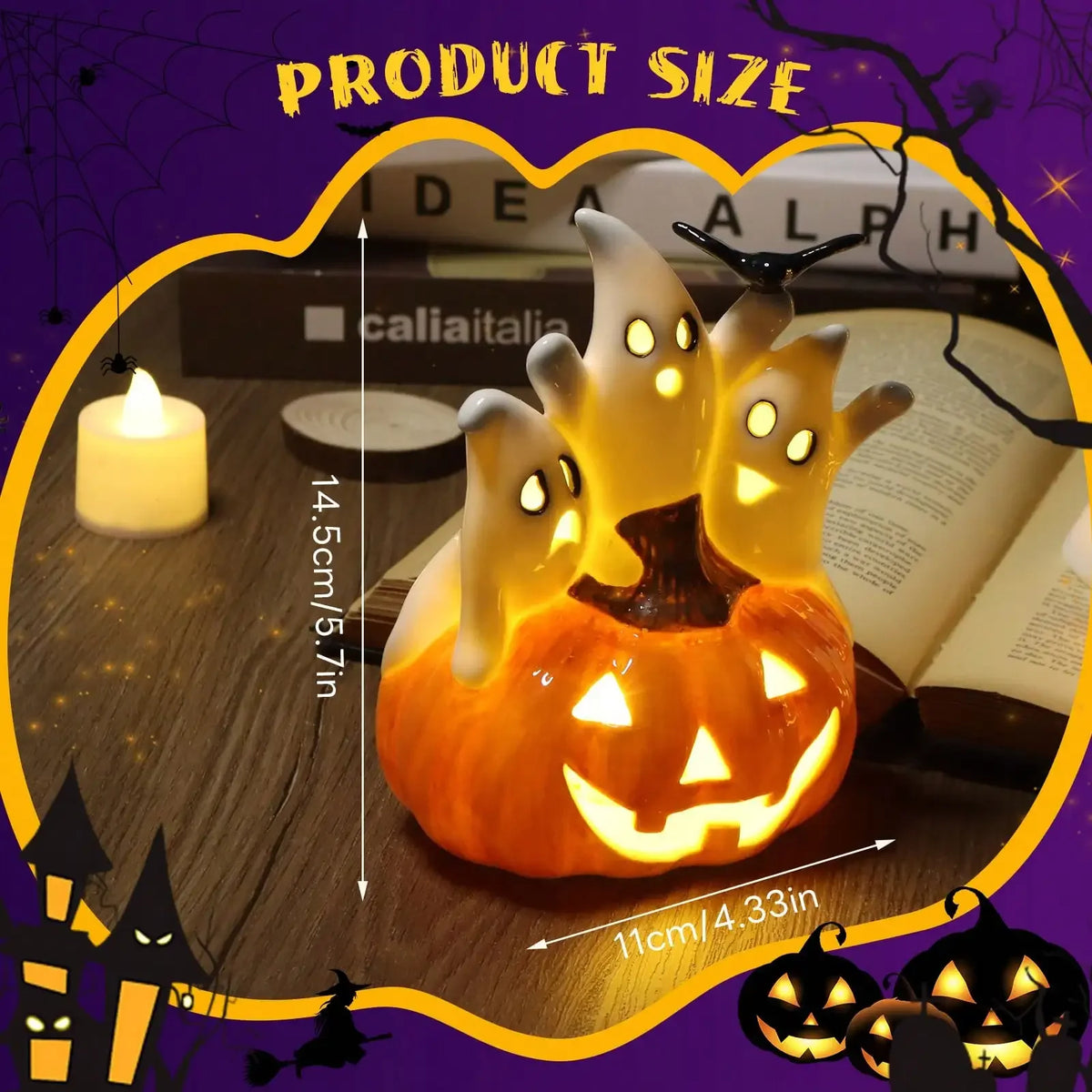 Ghost and Pumpkin Halloween Tabletop Decor for Home