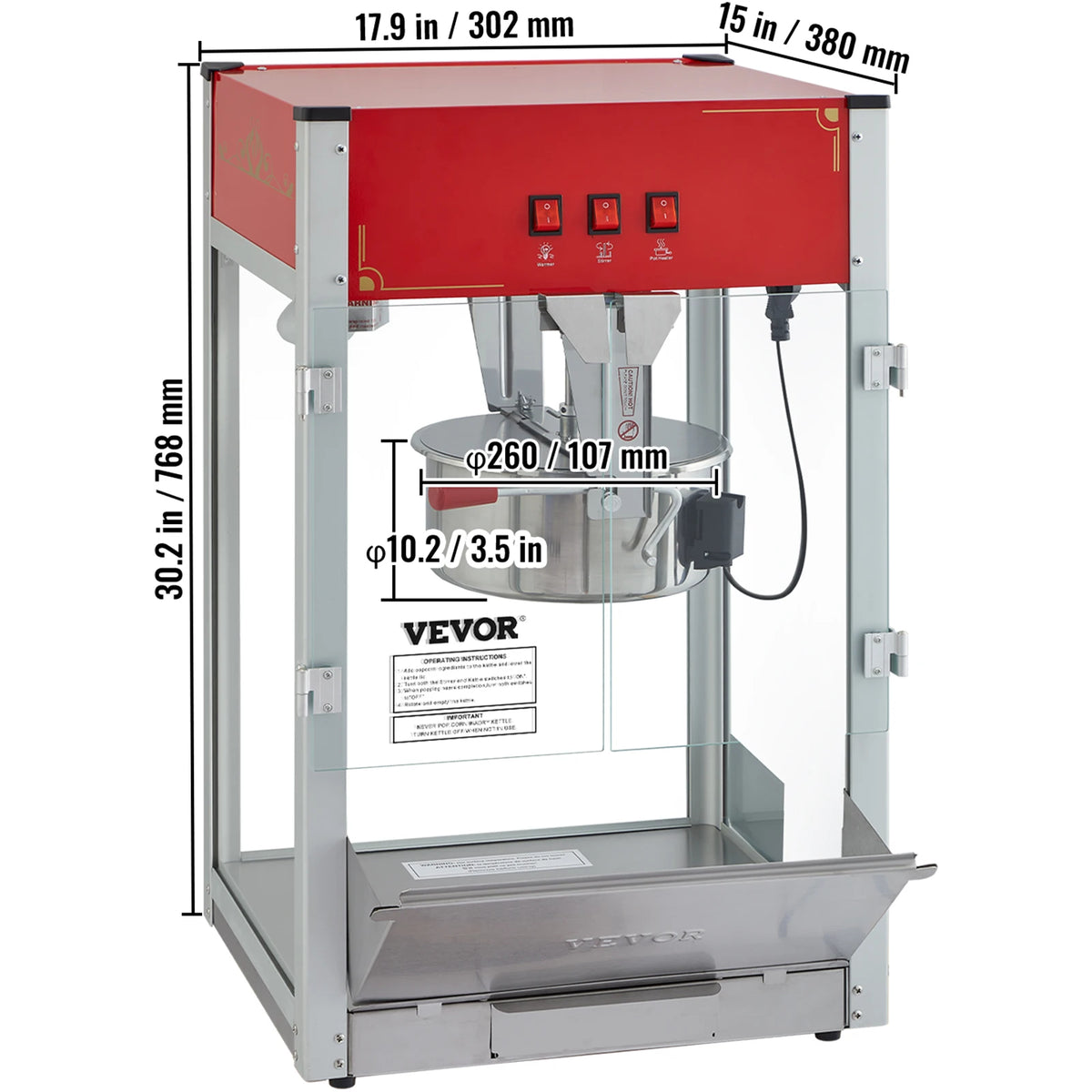 SucceBuy Commercial Electric Popcorn Maker With Stainless Steel Pot