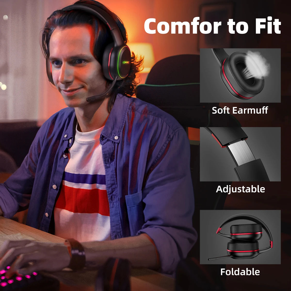 Picun Wireless Gaming Headset With Microphone For Multiple Devices