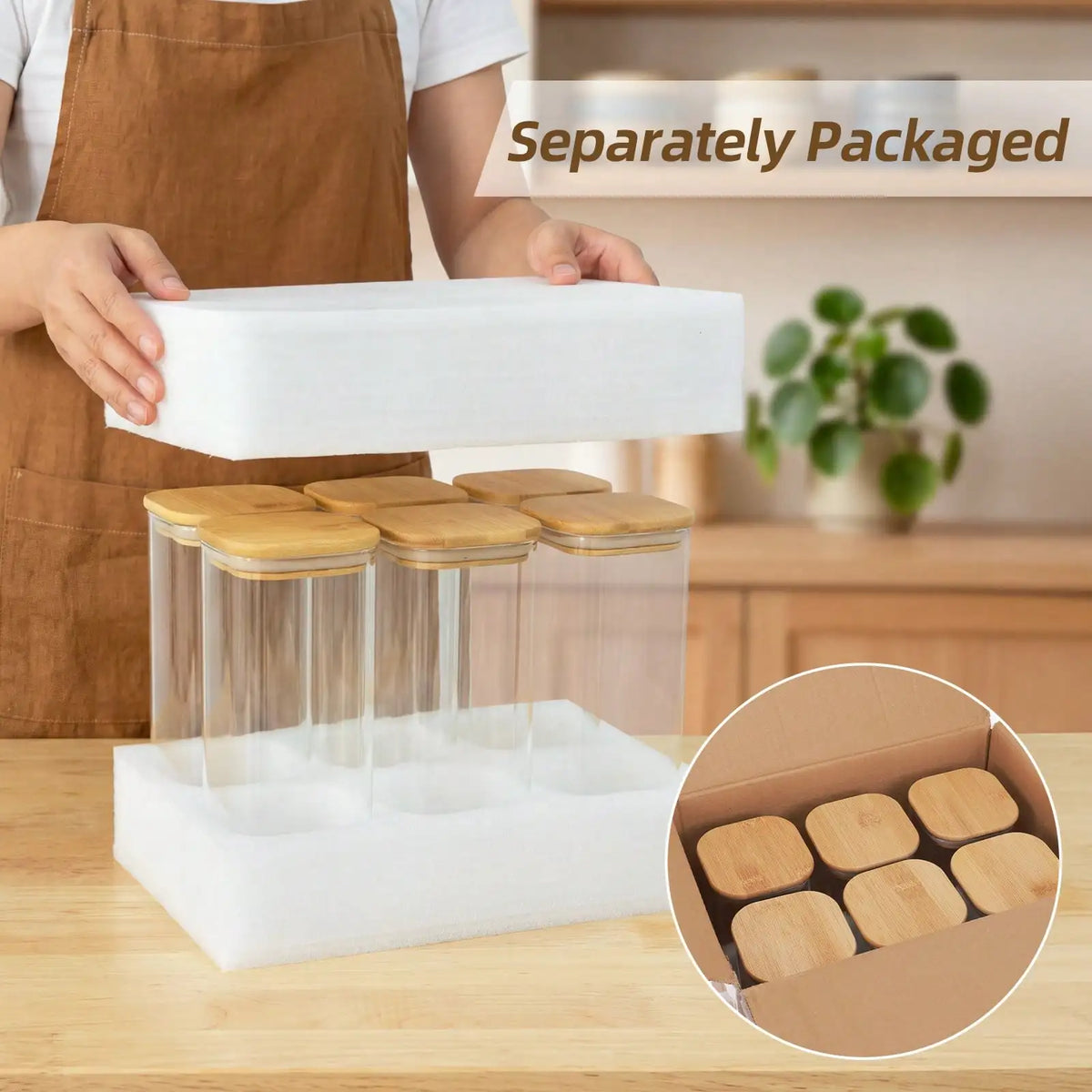 Glass Food Storage Containers With Bamboo Lids Airtight Pantry