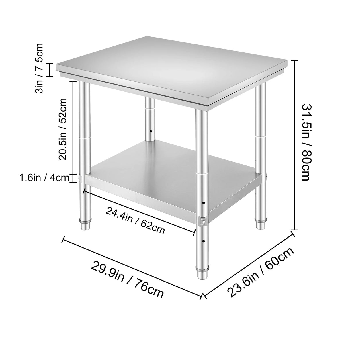 Organized Meal Prep Stainless Steel Work Table With Lower Shelf