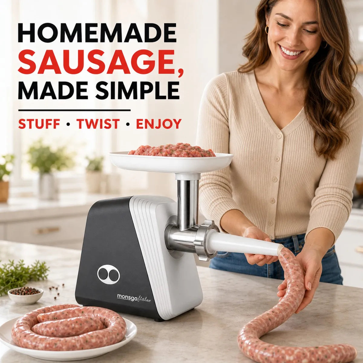 Easy Family Meal Prep Electric Meat Grinder With Sausage Maker