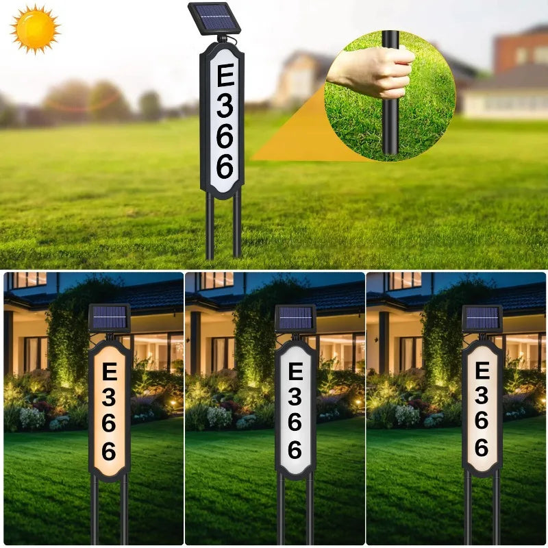 1 Sets of Solar House Number Lights, Color-Changing Solar Address Indicator Lights, Waterproof LED Door Signs Suitable for Use in Courtyards, Gardens, Driveways and Commercial Areas, Easy-to-Install Household and Residential