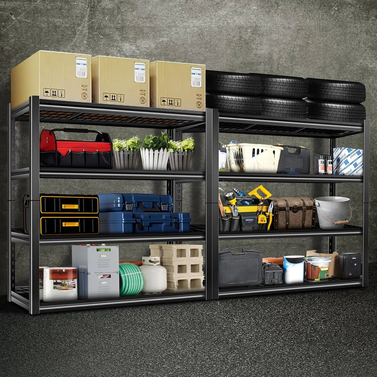 Heavy Duty Four Tier Metal Storage Shelves For Garage Warehouse
