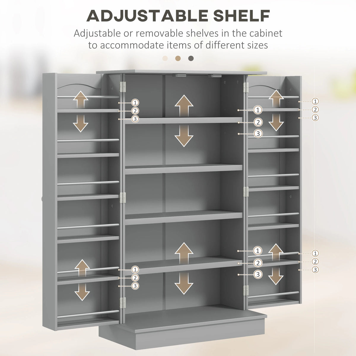HOMCOM Freestanding Kitchen Pantry Cabinet With Adjustable Shelves