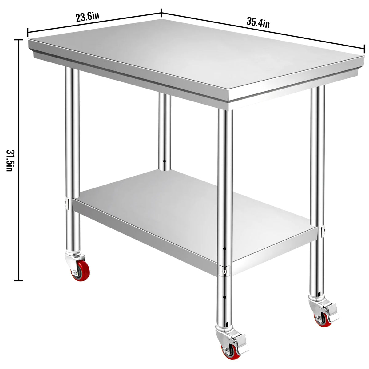 SucceBuy Stainless Steel Kitchen Prep Table With Backsplash