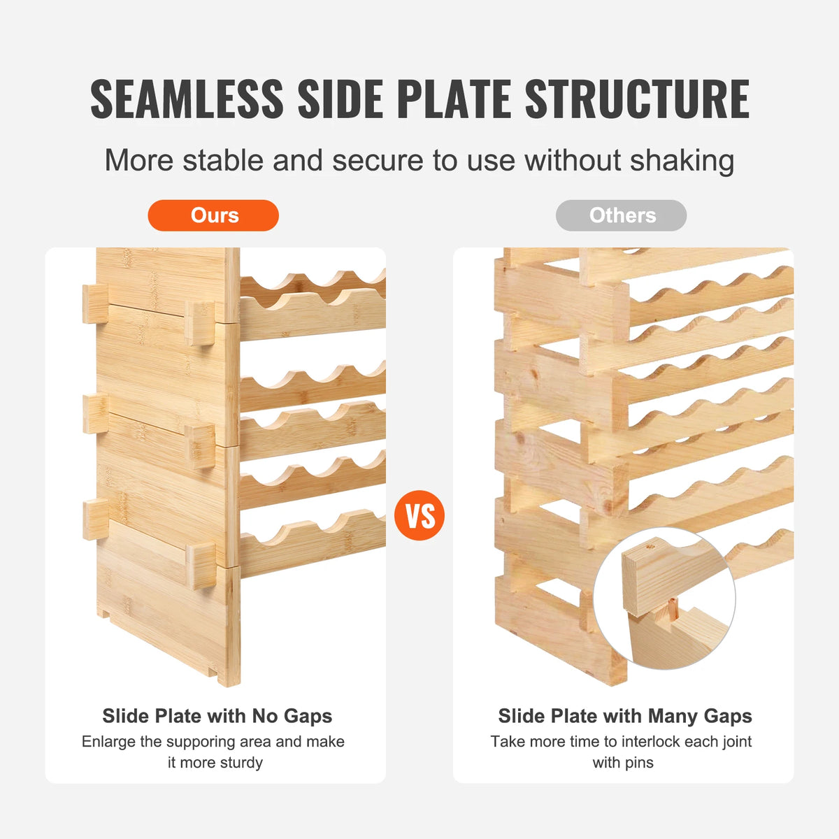 SucceBuy Stackable Bamboo Wine Rack For Kitchen And Cellar