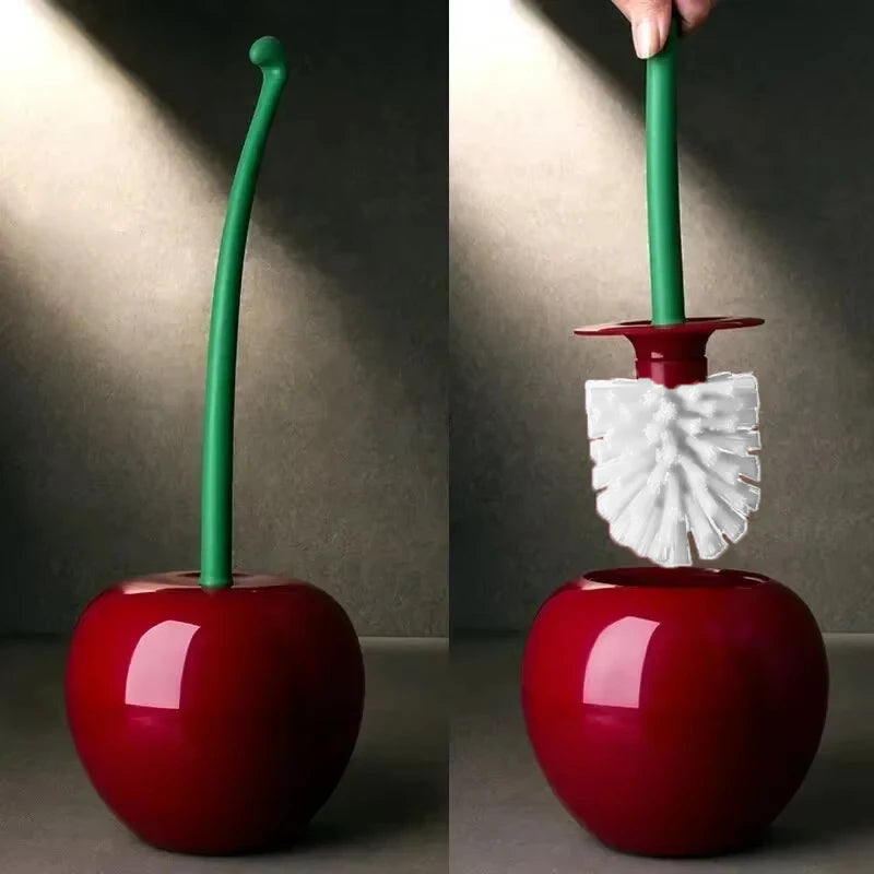 Cherry Design Toilet Brush With Holder Set
