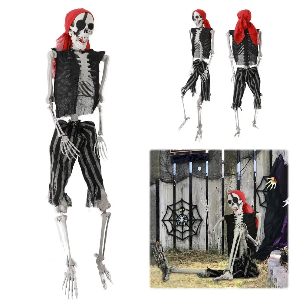 Posable Realistic Skeleton Halloween Prop With Pirate Styling