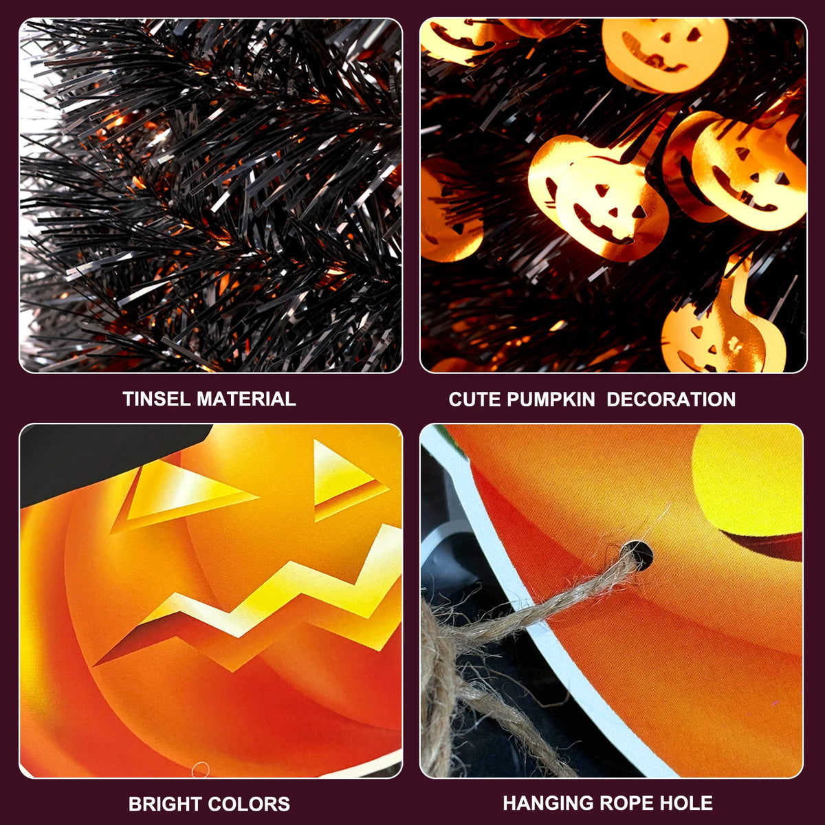Halloween Artificial Tree With Pumpkin Ornaments And LED Lights