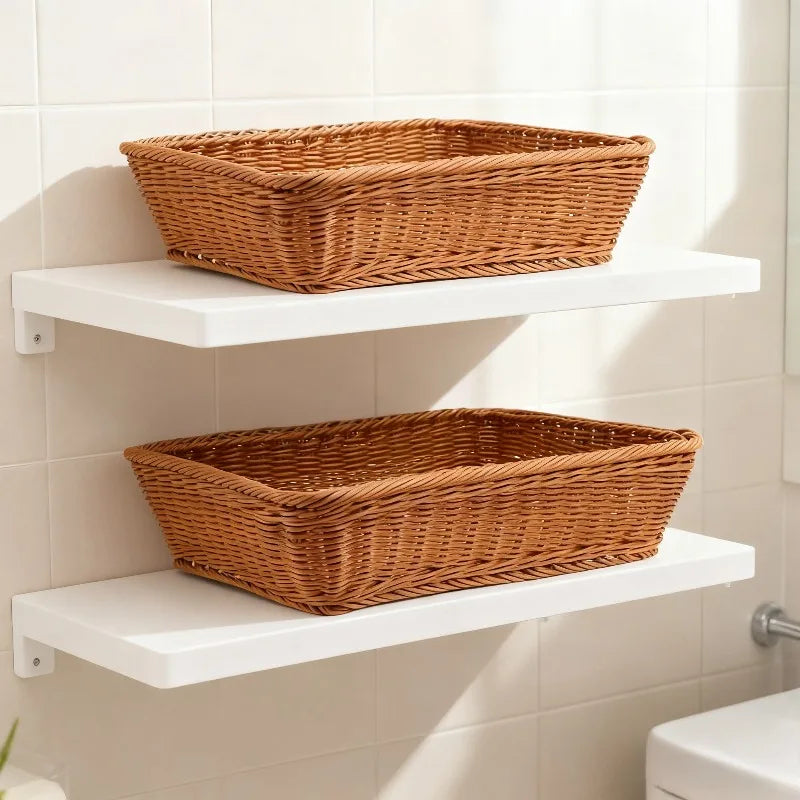 2Pcs  Set / Pure Handmade Woven Storage Baskets. Suitable for Home, Kitchen, Courtyard, and Hotel Applications