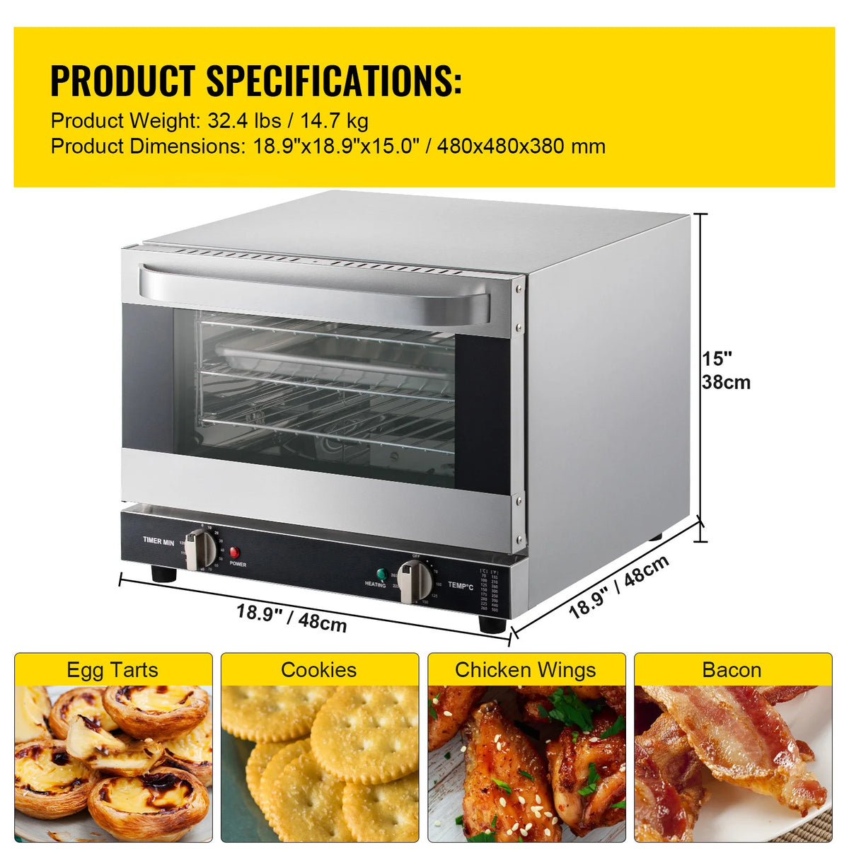 SucceBuy Countertop Commercial Convection Oven For Home And Business