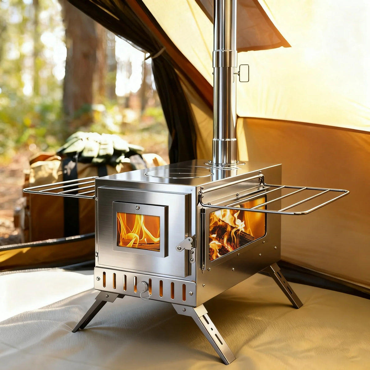 Portable Camping Wood Stove for Outdoor Hot Tent Heating