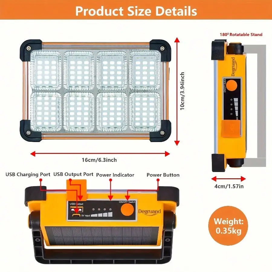 Portable USB Rechargeable LED Floodlight For Camping And Hiking