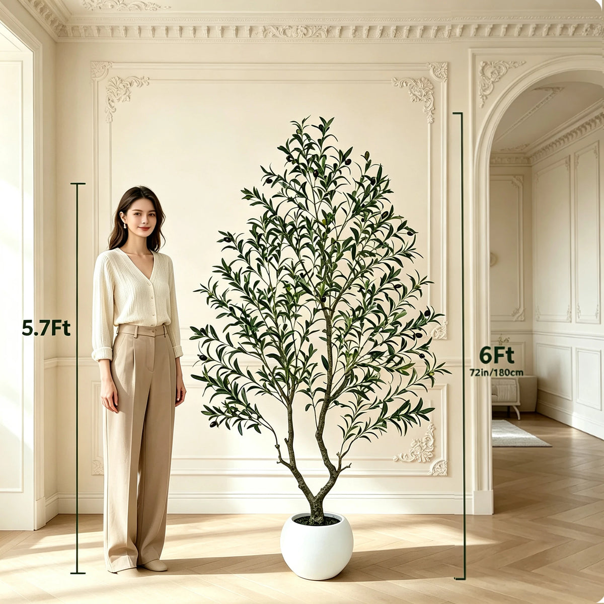 Olitree Artificial Olive Tree With Decorative Planter And Wooden Trunk