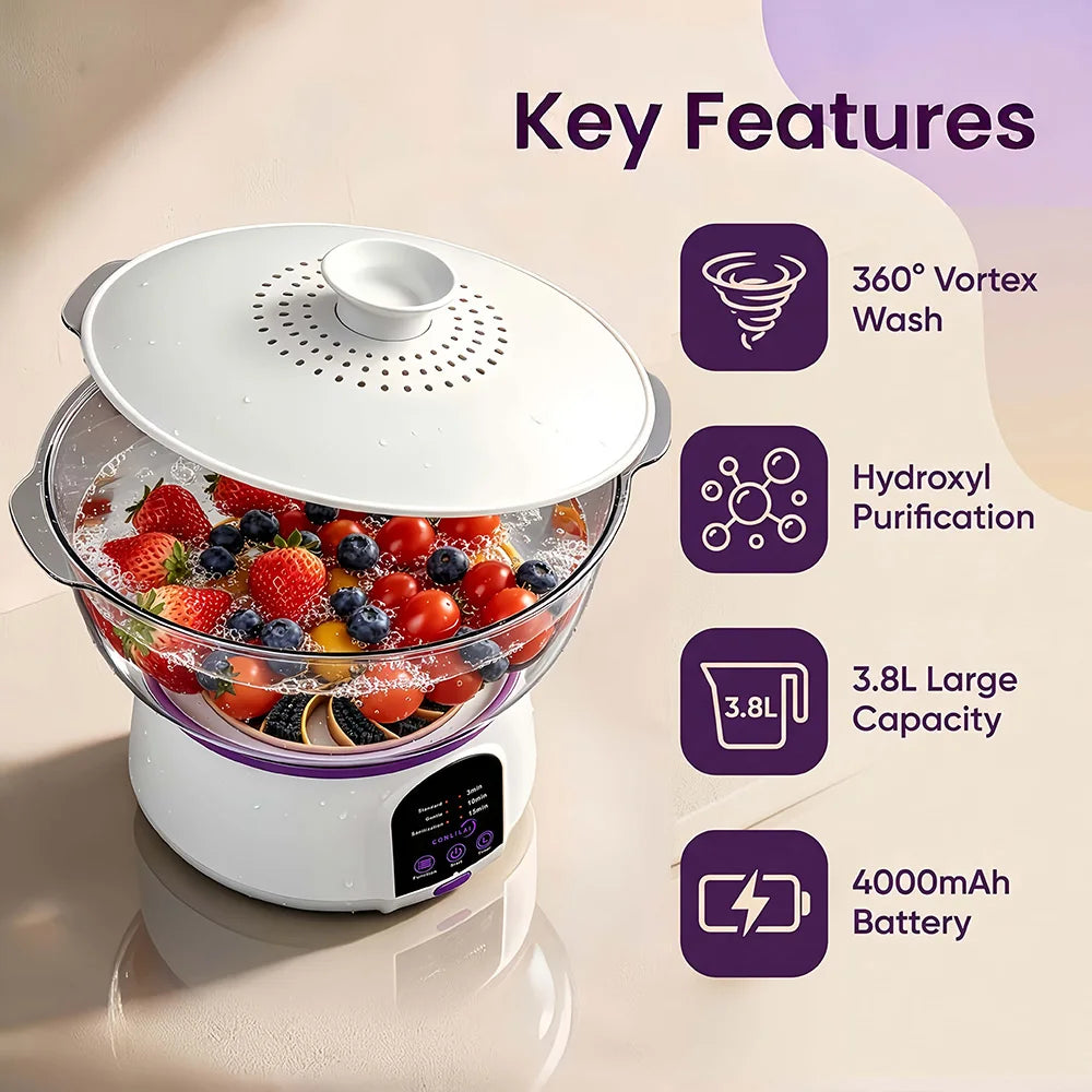 One Touch USB C Rechargeable Fruit Vegetable Cleaner