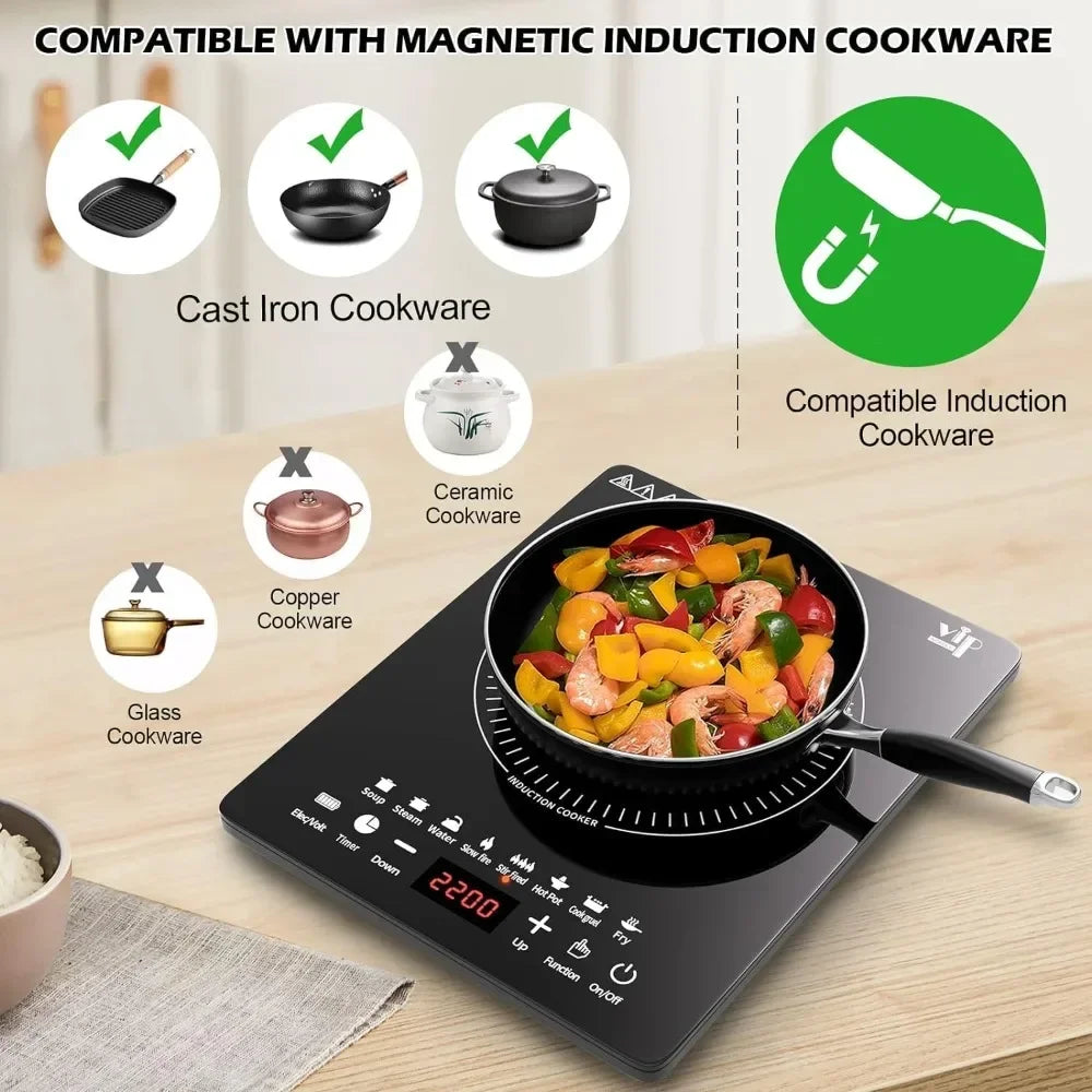 Bymaocar Portable Induction Cooktop With Touch Panel And Preset Programs