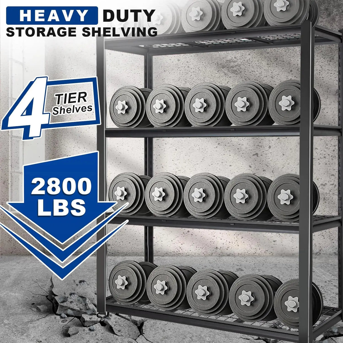 Heavy Duty Four Tier Metal Storage Shelves For Garage Warehouse
