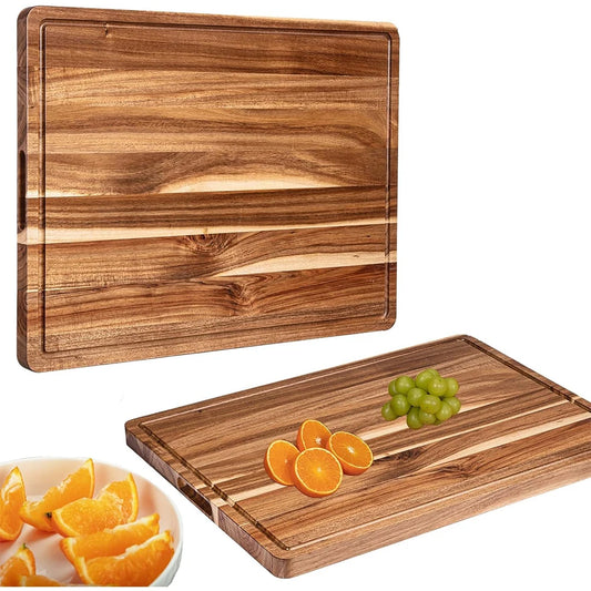Twister.Ck Reversible Wooden Cutting Board with Juice Groove and Handle