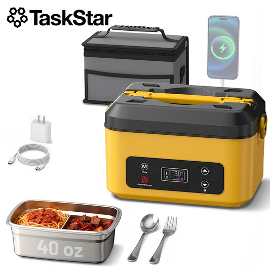 Portable Cordless Heated Lunch Box Food Warmer With Power Bank