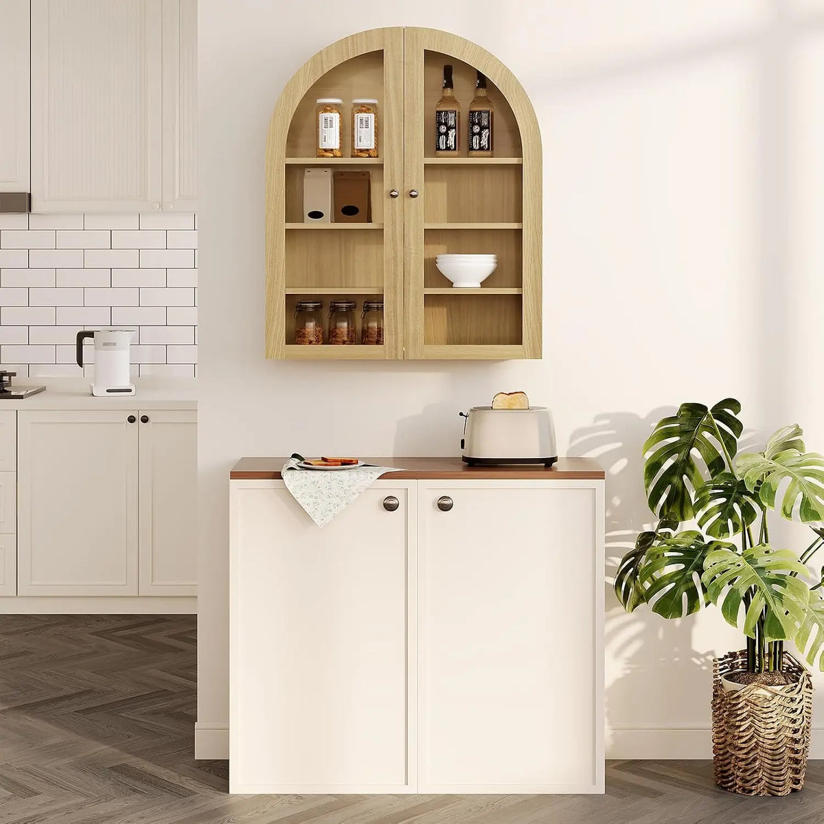 Organized Bathroom Storage Arched Wall Cabinet With Adjustable Shelf