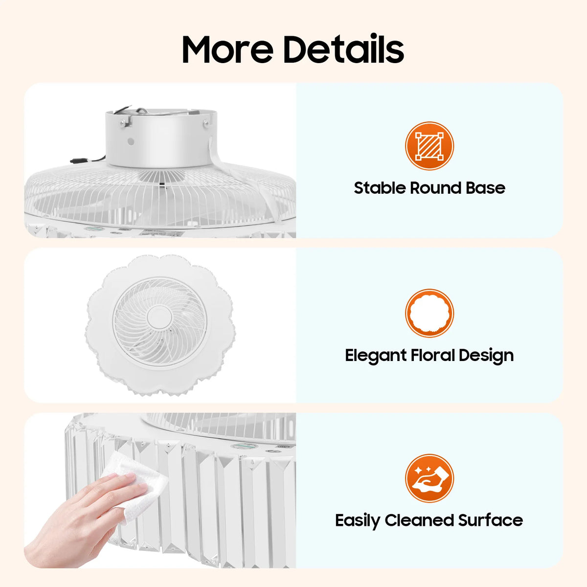 White Plum Blossom Ceiling Fan Light 58cm LED 3000-4500-6000K Dimmable 6 Wind Speed Forward Reverse Pure Copper Motor Remote Control 85-265V Ceiling Lamp for Bedroom Living Room