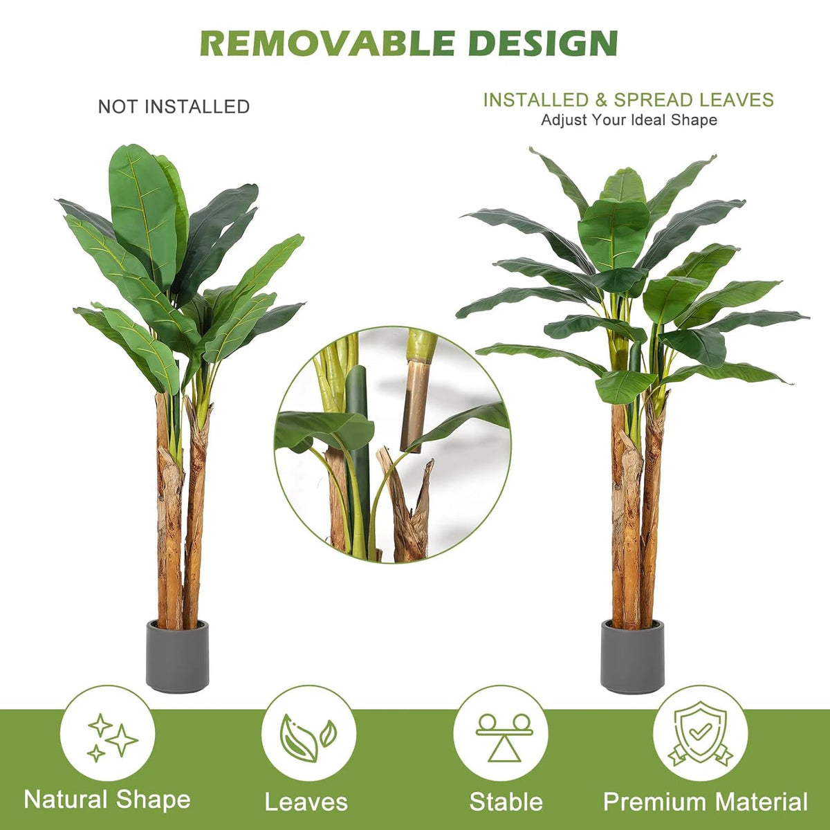 HiMISS Artificial Banana Tree Faux Tropical Home Decor
