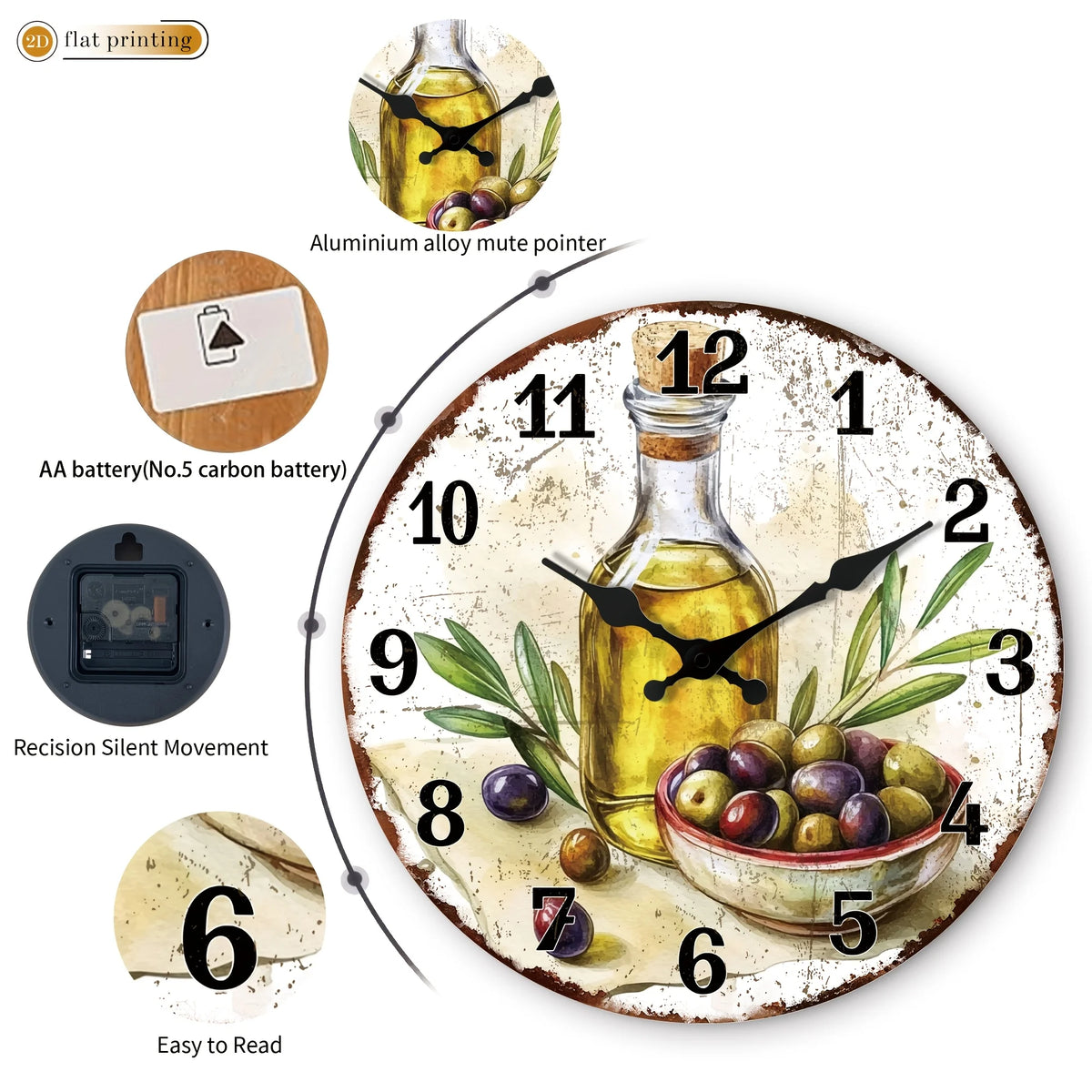 Silent Round Leaf Motif Wall Clock For Home Decor