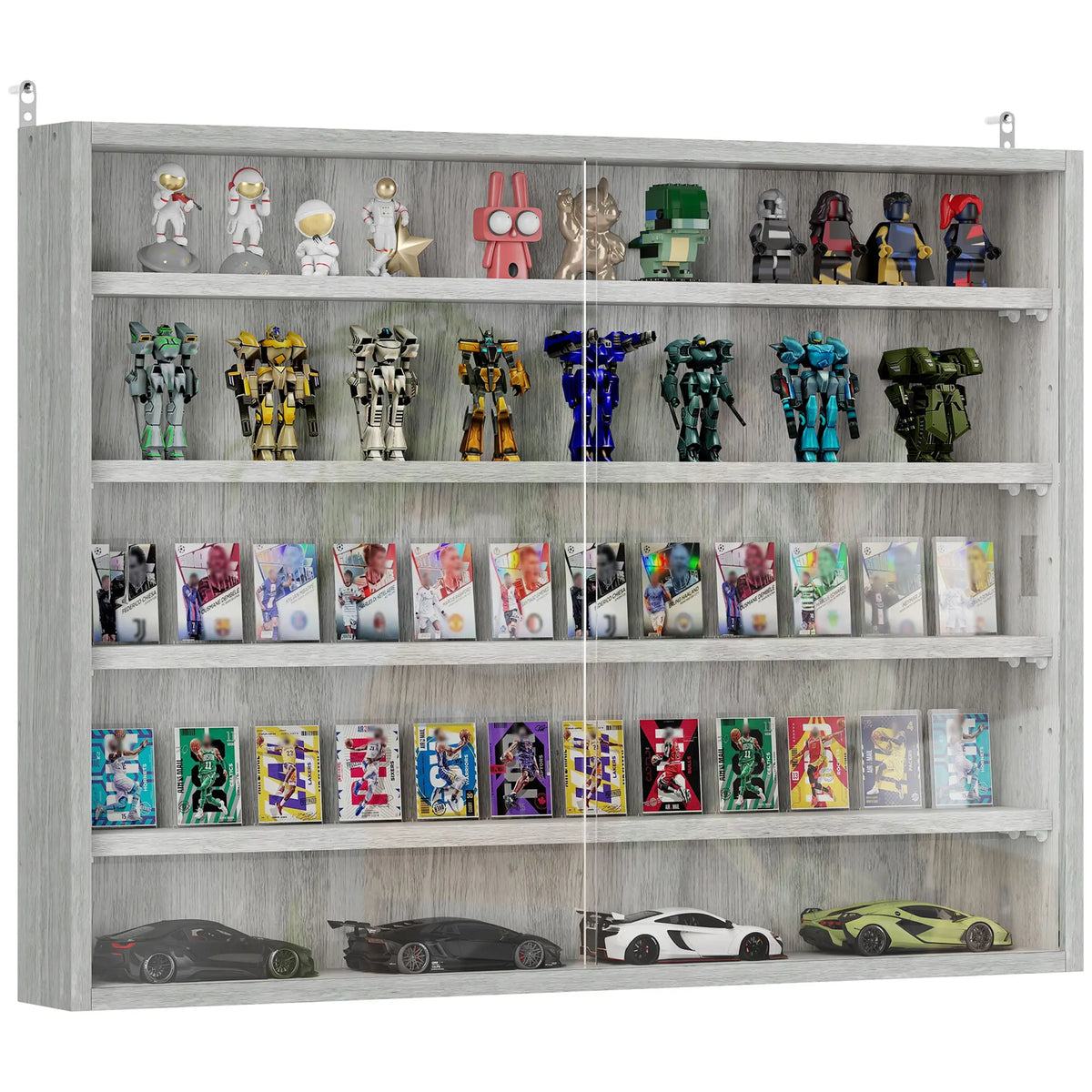 HOMCOM Five Tier Wall Mounted Glass Display Cabinet