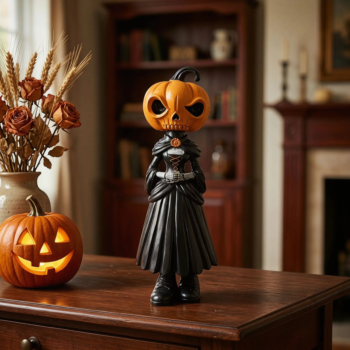 Halloween Pumpkin Man Statue Figurine For Spooky Home Decor