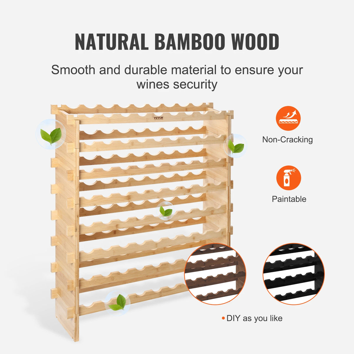 SucceBuy Stackable Bamboo Wine Rack For Kitchen And Cellar